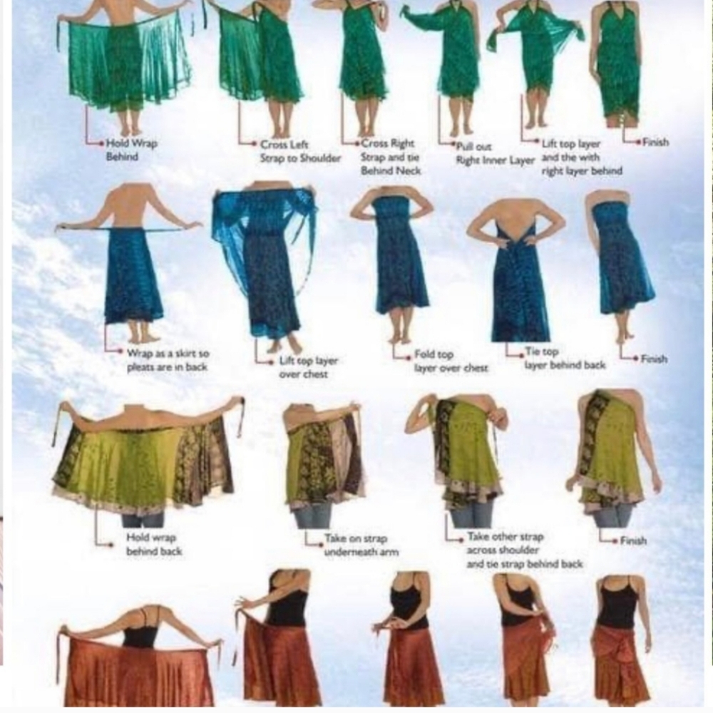 -Darn Good Yarn Vibrant Multicolor Sari Wrap Versatile Reversible Midi Skirt - Picture 5 of 6